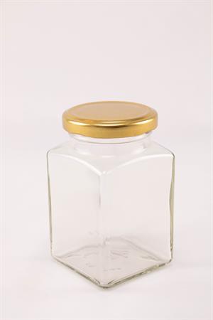 Firkantet glas med guldfarvet låg, 260 ml, 1 stk